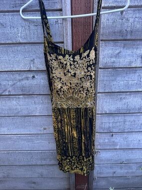 Black and Gold Batik Mini Dress from Bali